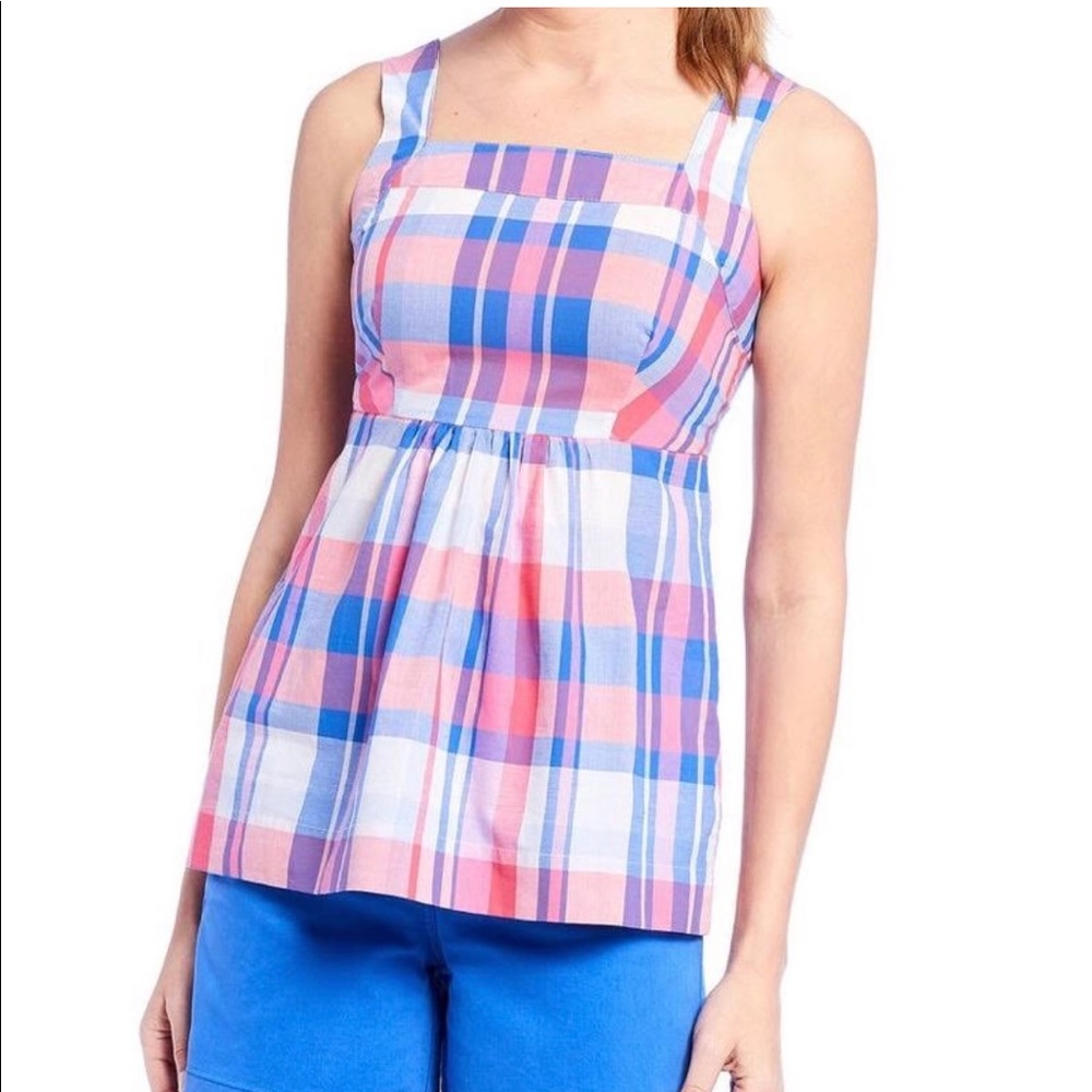 Joules Elsbeth Pink plaid  Babydoll Top NWT 8